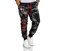 RMK Herren Jogginghose lang Baumwolle Sweatpants H.536 Camou/Dunkel-Rot S