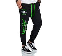 RMK Herren Jogginghose lang Baumwolle Sweatpants H.536 Schwarz-Grün S