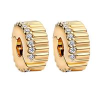 RMMY 925 Sterling Silber Anhänger, Charm für Damen, Armbänder „Gold Clips“, 5A Zirkonia, Charms für Damen, 2er-Pack