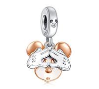 RMMY Charm Anhänger Cartoon Mouse 925 Sterling Silver Pendant Dangle Beads für Europäische Armbänder und Halsketten Valentine's Day Mother's Day Gifts für Mädchen