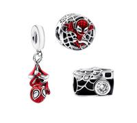 RMMY Charm Camera Hanging Spider Hero People Charm Anhänger für Armband Halskette Muttertag Geschenk für Frauen 925 Sterling Silber Beads with Zirkonia Schmuck