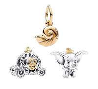 RMMY Charm Carriage Elephant Enchanted Shell Dangle Charm Anhänger für Armband Halskette Muttertag Geschenk für Frauen 925 Sterling Silber Beads with Zirkonia Schmuck