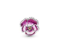RMMY Charm Pink Pansy Flower Anhänger für Armband Halskette Muttertag Geschenk für Frauen 925 Sterling Silber Beads with Zirkonia Schmuck