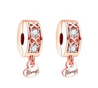 RMMY Charm Rose Gold Infinity Symbol Heart Clip Charms 2pcs Anhänger für Armband Halskette Muttertag Geschenk für Frauen 925 Sterling Silber Beads with Zirkonia Schmuck