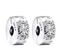 RMMY Charm Sparkling Sun Clip Charms 2pcs Anhänger für Armband Halskette Muttertag Geschenk für Frauen 925 Sterling Silber Beads with Zirkonia Schmuck