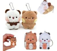 RNPKZ 2PCS Cute Keychains BuBu Dudu, Mini Kawaii Cartoon Statue Bears Panda Figurine Key Chains for Women Girl Car Purse Backpack Keys Gifts