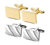 RoadLoo Manschettenknöpfe Herren, 2 Paar Glänzend, Klassisch, Hochzeit, Cufflinks, Rechteck, Personalisierte, Männer Geschenk, Tanzparty, Ferien, Jubiläum