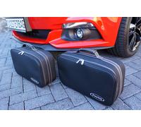 Roadsterbag Ford Mustang VI Cabrio ab 2015 (EU-Version) - 2-tlg. Kofferset Zusatzkoffer Kofferraum - Rote Naht schwarz Koffer24