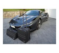 Roadsterbag - Roadsterbag Ferrari F8 Tributo + F8 Spider (inkl. 488 Pista + 458 Speziale) - 2-tlg. Kofferset Kofferraum - Silbergraue Naht/Futte