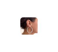 Robaice Kreolen aus 925er-Sterlingsilber für Damen, leicht, hypoallergen, hohl, Modeschmuck, Alltagskleidung oder Geschenk für Sie, 50mm Silver Hoop, Sterling Silber, Kein Edelstein