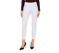Robell Style NENA09-7/8 Stoffhose Damen high Waist - Damenhose mit Gesäßtaschen - Bengaline Stoff Hose mit Reisverschluss am Beinabschluss -Damenhose mit schmalem Bein - Weiß, 40