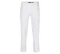 Robell Style BELLA09 - Bequeme, Denim Power Stretch 7/8 Jeans, Gerade geschnittenes Bein mit Aufschlag und Gesässtaschen Farbe Weiss Größe 42