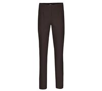 Robell Style Marie - Bequeme, stretchige Damenhose, Innenseite angeraut, Gerade geschnittenes Bein mit Schlitz,Dunkelbraun,44