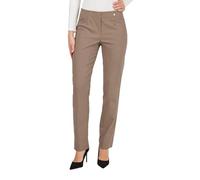Robell Style Marie - Stoffhose Damen high Waist - Damenhose Power Stretch - Bengaline Stoff Hose mit Schlitz am Saum - Bitte eine Größe Kleiner bestellen - Taupe, 44
