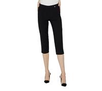 Robell Style MARIE07 - Capri Stoffhose Damen high Waist - Caprihose Power Stretch - Bengaline Hose mit Schlitz am Saum - Bitte eine Größe Kleiner bestellen - Schwarz, 36