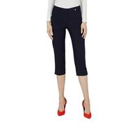 Robell Style MARIE07 - Capri Stoffhose Damen high Waist - Caprihose Power Stretch - Bengaline Hose mit Schlitz am Saum - Farbe Marine - Größe 32