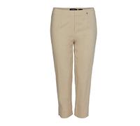 Robell Style MARIE07 - Capri Stoffhose Damen high Waist - Caprihose Power Stretch - Bengaline Hose mit Schlitz am Saum - Bitte eine Größe Kleiner bestellen - Beige, 38