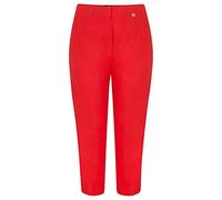 Robell Style MARIE07 - Capri Stoffhose Damen high Waist - Caprihose Power Stretch - Bengaline Hose mit Schlitz am Saum - Bitte eine Größe Kleiner bestellen - Rot, 46