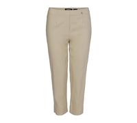 Robell Style MARIE07 - Capri Stoffhose Damen high Waist - Caprihose Power Stretch - Bengaline Hose mit Schlitz am Saum - Bitte eine Größe Kleiner bestellen - Beige, 40