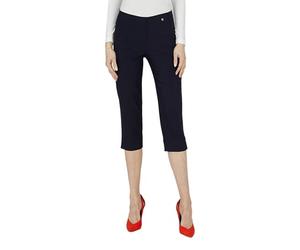 Robell Style MARIE07 - Capri Stoffhose Damen high Waist - Caprihose Power Stretch - Bengaline Hose mit Schlitz am Saum - Bitte eine Größe Kleiner bestellen - Marine, 48