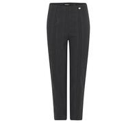 Robell Style MARIE07 - Leichte 3/4 Capri Damenhose mit Strukturstreifen, Gerade geschnittenes Bein mit Schlitz Farbe Schwarz Größe 34