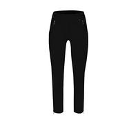 Robell Style NENA09-7/8 Stoffhose Damen high Waist - Damenhose mit Gesäßtaschen - Bengaline Stoff Hose mit Reisverschluss am Beinabschluss -Damenhose mit schmalem Bein - Schwarz, 48