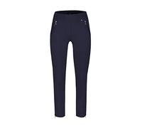 Robell Style NENA09-7/8 Stoffhose Damen high Waist - Damenhose mit Gesäßtaschen - Bengaline Stoff Hose mit Reisverschluss am Beinabschluss -Damenhose mit schmalem Bein - Marine, 38