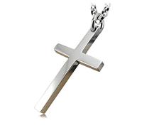 RobertDTesta Einfache 999 Sterling Silber Glänzend Kreuz Anhänger Halskette, Männer Und Frauen Christliche Kreuz Silber Halskette,Silber,Single pendant