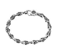 RobertDTesta S925 Sterling Silber Gothic Schädel Armband, Europa Und Den Vereinigten Staaten Männer Und Frauen Schädel Vintage-Armband,Silber,20cm