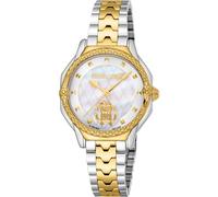 Roberto Cavalli by Franck Muller Damen Analog Quarz Uhr mit Edelstahl Armband RV1L225M0071