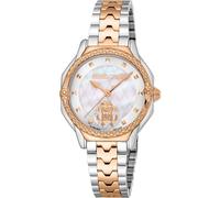 Roberto Cavalli by Franck Muller Damen Analog Quarz Uhr mit Edelstahl Armband RV1L225M0081