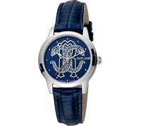 Roberto Cavalli by Franck Muller RV1L117L0011 silber blau Leder Damen Uhr NEU