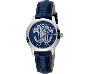 Roberto Cavalli by Franck Muller RV1L117L0011 silber blau Leder Damen Uhr NEU