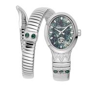 Roberto Cavalli Lady Serpente Ornato Damenuhr Grün Silber