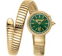 Quarzuhr JUST CAVALLI TIME "Signature Snake", goldfarben, dunkelgrün, Armbanduhren, Damen, Quarzuhr, Armbanduhr, Damenuhr, Edelstahlarmband, analog, Kristallsteine (66199210-0) goldfarben, dunkelgrün
