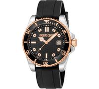 Roberto Cavalli Herren Analog Quarz Uhr mit Gummi Armband RC5G129P0045