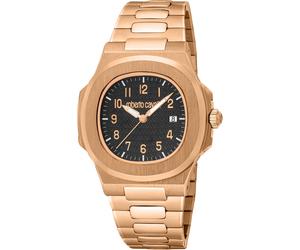 Roberto Cavalli Herrenuhr Edelstahl roségold, schwarz Herren