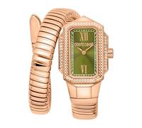 Roberto Cavalli Lady - Damen-Armbanduhr Quarz Mode Armband und Gehäuse aus Edelstahl Farbe Gold Zifferblatt Analog Grün - RC5L115M0055, olivgrün, Mode