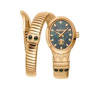 Roberto Cavalli Lady Serpente Ornato Damenuhr Grün Gold