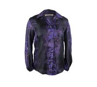 Roberto Cavalli - Purple Silk Shirt With Snake Skin Print - Größe 40 - schwarz