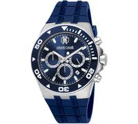 Roberto Cavalli RC5G016P0025 Chronograph silber blau Silikon Herren Uhr NEU