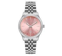 Roberto Marino Damen Luxus Armbanduhr RM9381 - Edelstahl Quarz, 3 ATM wasserdicht, Rosa Hintergrund - Elegante Kleid Uhren für Frauen, Vintage Design, ideal als Reloj para Mujer, silber