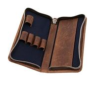 Roberto Romano 48219 - Stiftetui für 3 Schreibgeräte, Lederetui für Stifte, Kugelschreiber oder Füllfederhalter, Lederetui mit Verschluss, Schreibgeräteetui aus Leder, Etui 17,5 x 8 x 2,5 cm, Braun