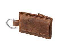 Roberto Romano 48220 - Mini Geldbörse aus feinem Echtleder, kleines Portemonnaie für Herren und Damen mit Schlüsselring, Münzbörse, Slim Börse für gefaltete Scheine und Münzen, ca. 8,5 x 5 cm, Braun