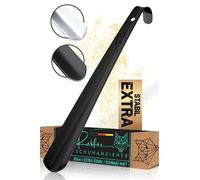 Robfox Edelstahl Schuhlöffel, 33cm lang, Schwarz-Matt I Extra stabil & optimal langer Schuhanzieher I Anziehhilfe klein & kurz I Metall Schuhloeffel - Shoe Horn I Elegant mit Design-Verpackung