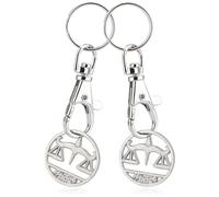 Robin Goods® 2x Schlüsselanhänger Sternzeichen Waage Einkaufswagenchip, Sternzeichen-Anhänger für den Einkaufswagen mit herausnehmbarem Einkaufschip, Karabiner und Schlüsselring (Waage 2x)