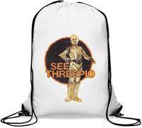 Robot Shiny Gym Sack Casual Drawstring Bag White