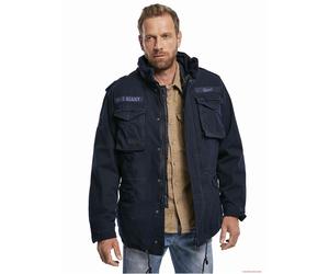 robuste Brandit M65 Giant Feldjacke Herren Übergangs-Jacke Baumwolljacke mit Kapuze B3101 Navy-Blau L