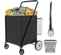 Robuster, faltbarer Mehrzweckwagen mit wasserdichtem Futter - abnehmbarer Korb auf der Rückseite, faltbar für Lebensmittel, Wäsche, Reisen und Hilfsmittel - langlebiges und vielseitiges Design