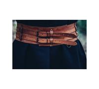 Leonardo Carbone® Unisex Robuster Breiter Wikingergürtel Sif - Ledergürtel Herren, Wikinger Kleidung Herren, Gürtel Damen, LARP, Karneval, Cosplay, Hobbit Kostüm - 100% Echtleder Cognac